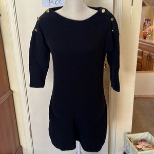 Talbots Navy Blue Gold Buttons Sweater Dress